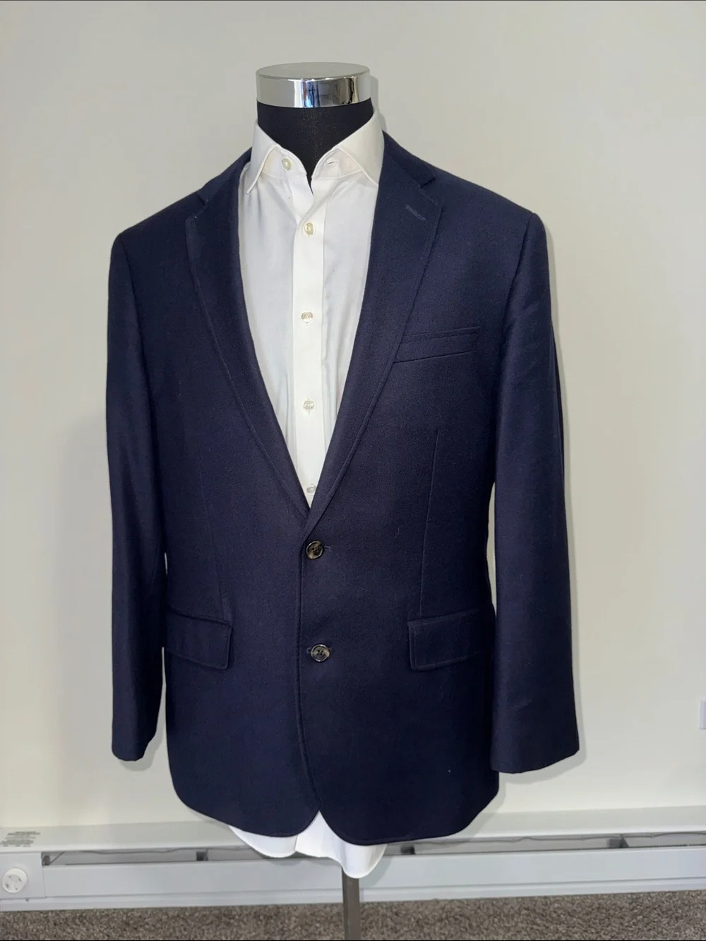J. Crew Crosby mens 42R navy blue solid American Woolen Co sport coat EUC